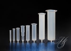 A group of plastic tubes with different sizes and shapes.