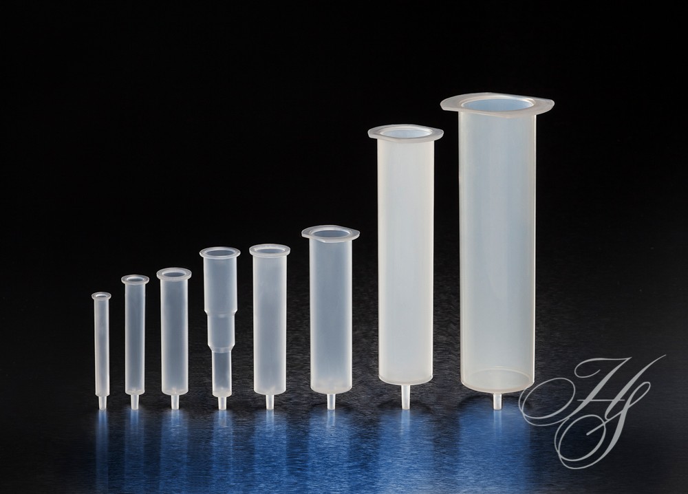 A group of plastic tubes with different sizes and shapes.