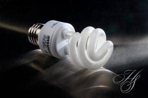 A light bulb sitting on top of a table.