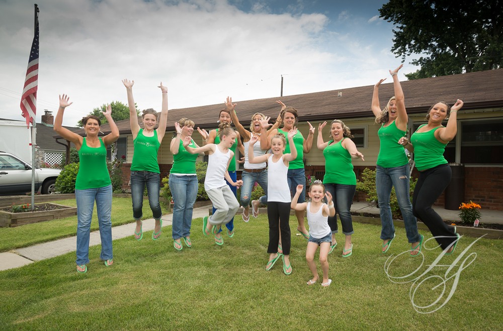 A group of people jumping in the air