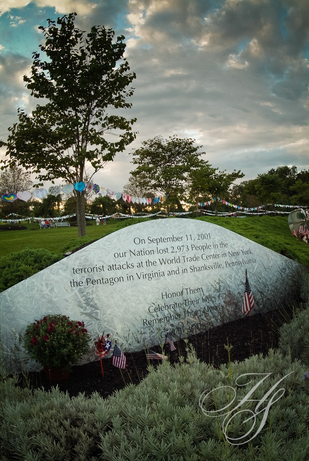 A large rock with the names of people who died in world war i.