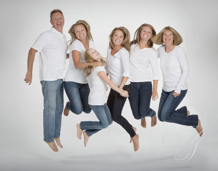 A group of people jumping in the air