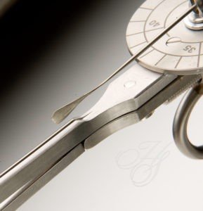 A pair of scissors with a ruler on top.