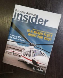 A magazine cover with an image of a helicopter.